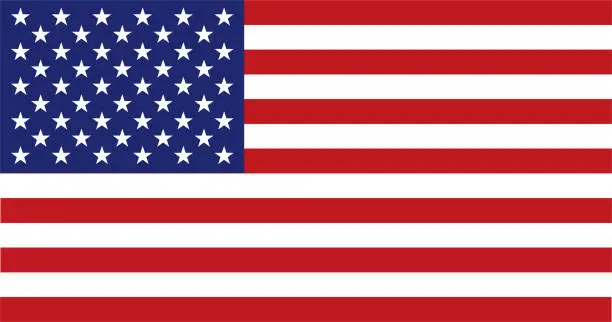 Vector illustration of Front view image of the Stars and Stripes in official proportions