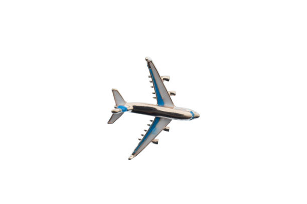 istock Silver and blue miniature airplane on a white background, isolated, clipping path 1479556236