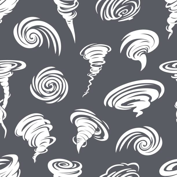 illustrazioni stock, clip art, cartoni animati e icone di tendenza di tornado, ciclone uragano modello vettoriale senza soluzione di continuità - cyclone