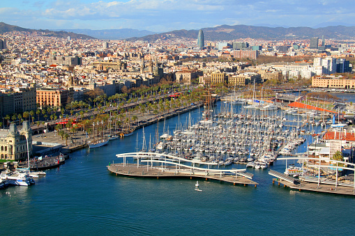 The skyline of Barcelona as seen from a high angle.