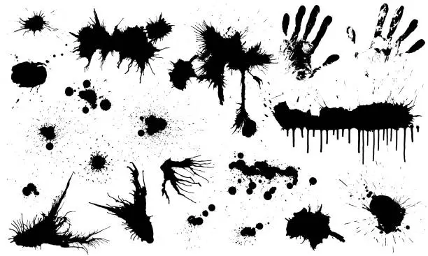 Vector illustration of Black Grunge paint parks and splatters