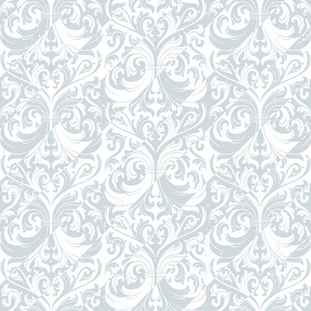 Elegant gray seamless motif wallpaper Ornate seamless floral motif classic Victorian pattern wallpaper vector illustration background wallpaper sample stock illustrations