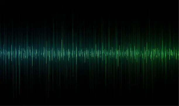 Vector illustration of Abstract green sound wave lines background