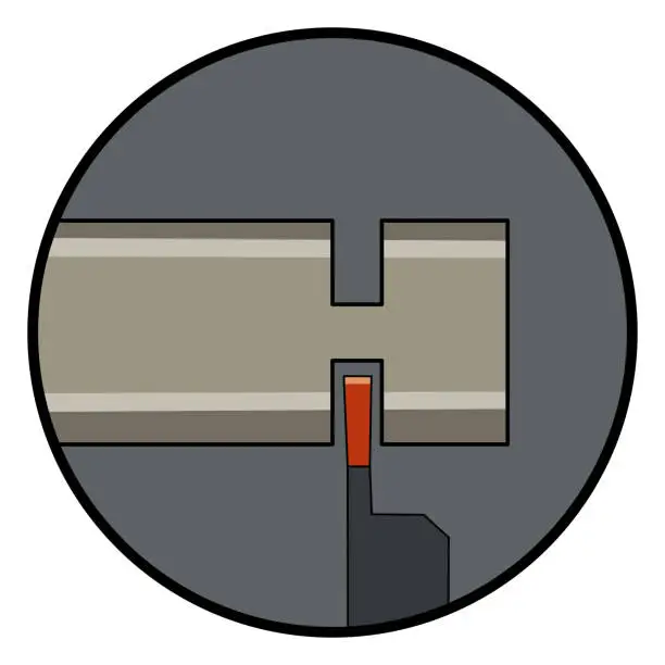 Vector illustration of External Grooving process on CNC lathes. Precision machining process