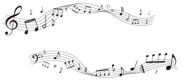 illustrations, cliparts, dessins animés et icônes de illustration de cadre de partition en perspective - treble clef musical symbol music clipping path