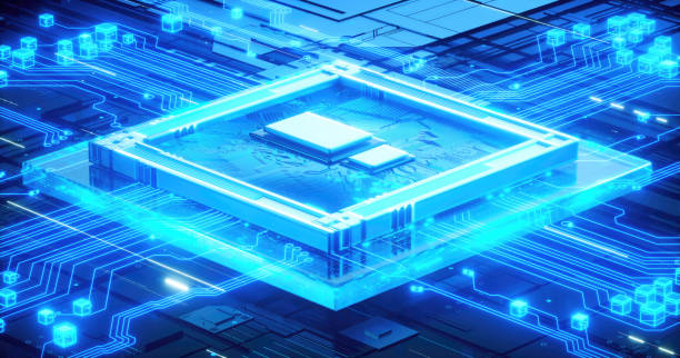 istock 3D rendering of cyberpunk AI. Circuit board. Technology background. Central Computer Processors CPU and GPU concept. Motherboard digital chip. Tech science background. 1479572414