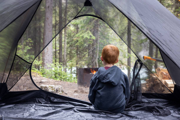 istock Young Redhead Boy Inside a Tent at Camping Site Close to Campfire, Yoho National Park, Bc, Canada 1479574069
