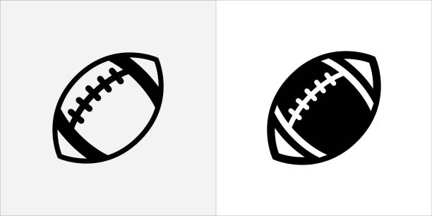ilustraciones, imágenes clip art, dibujos animados e iconos de stock de conjunto de iconos del fútbol americano. iconos del balón de rugby. ilustración de stock vectorial. diseño plano simple. - fútbol americano