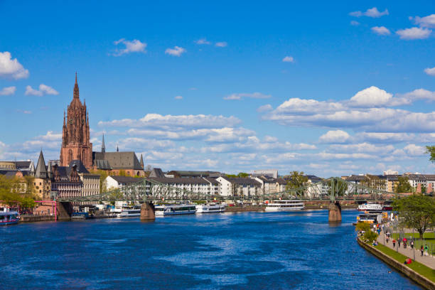 istock Frankfurt panoramic view across River Main bridge to skyscrapers Germany. 1479588783