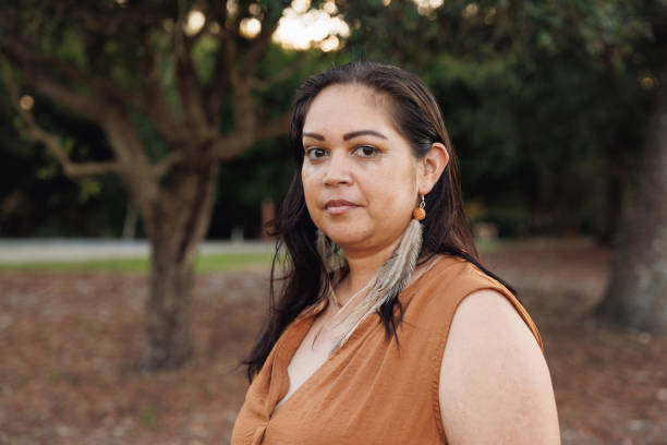 Portrait Of Aboriginal Australian Mother stock photo