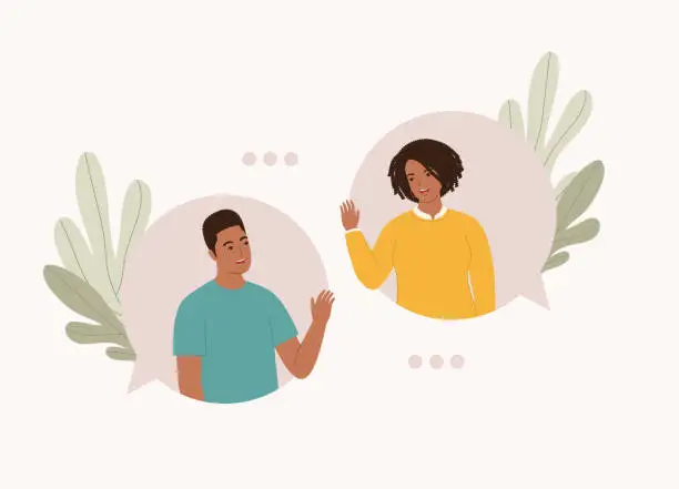 Vector illustration of Black Couple Chatting With One Another.