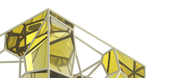 istock Abstract Architecture background. Building structure innovation and sustainable construction technology design concept on Yellow. Inspiration, copy space, banner, software -3d Rendering 1479603258