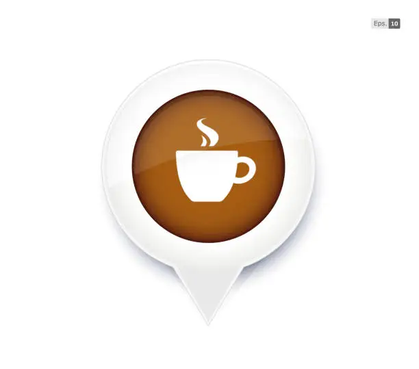 Vector illustration of Coffeeshop Location Pin Icon