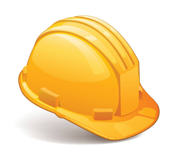ilustraciones, imágenes clip art, dibujos animados e iconos de stock de icono de casco de construcción - casco duro