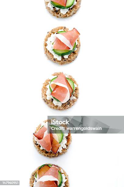 Platter Of Ham Appetisers Stock Photo - Download Image Now - Canape, Small, Toasted Bread