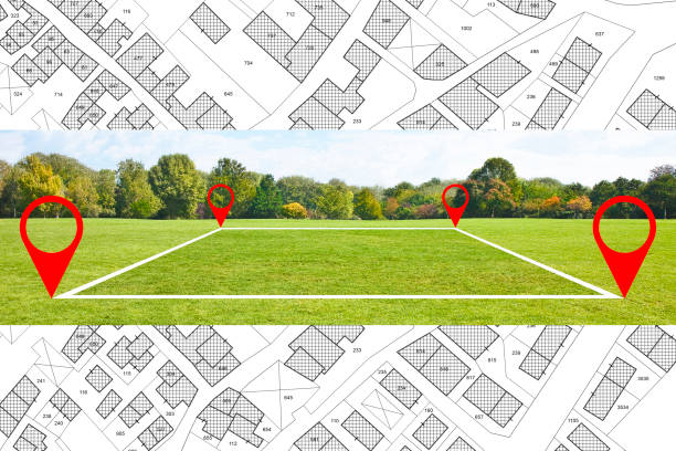 istock Land plot management - real estate concept with imaginary General Urban Plan and cadastral map 1479614654