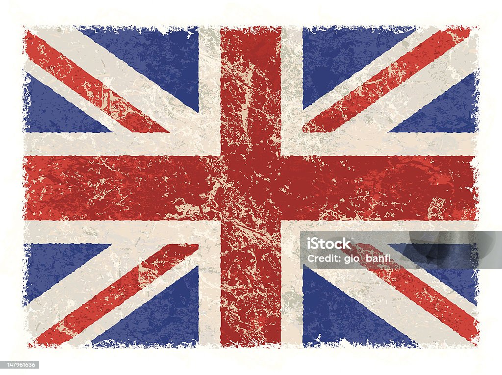 グランジの英国国旗 - セントジョージ国旗のロイヤリティフリーベクトルアート