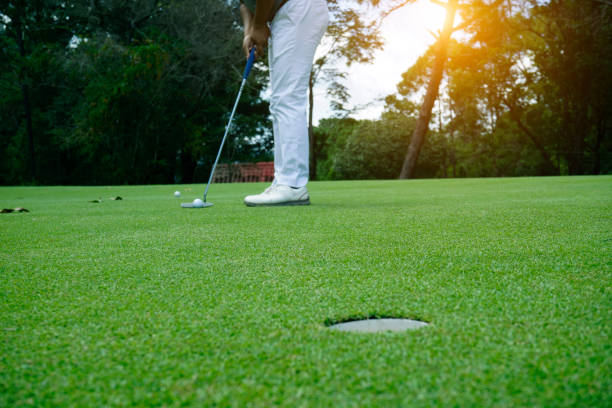 istock Golfer playing golf in beautiful golf course in the evening golf course with sunshine in thailand 1479620040