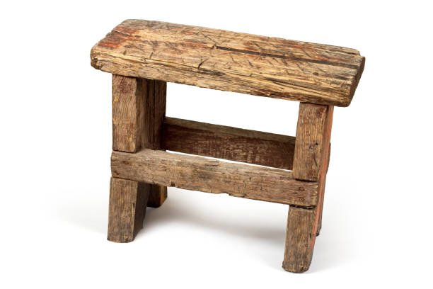 istock An old rustic chair on a white background. An old wooden bench. 1479623262