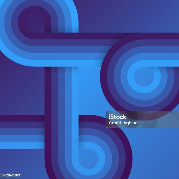 Blue Rounded Vector Background Design Blue Retro Background With Rounded And Striped Shapes Vintage Geometric ...