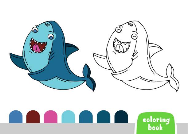 istock Coloring Book for Kids Shark Page for Books Magazines Vector Illustration Template 1479626754