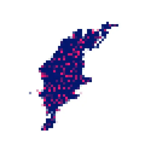 Vector illustration of Gotland map in pixels on white background