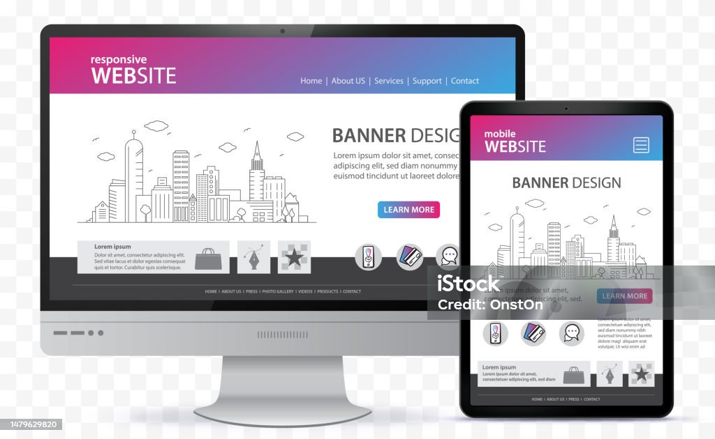 Responsive Website Design With Desktop Computer And Tablet Pc Screen ...