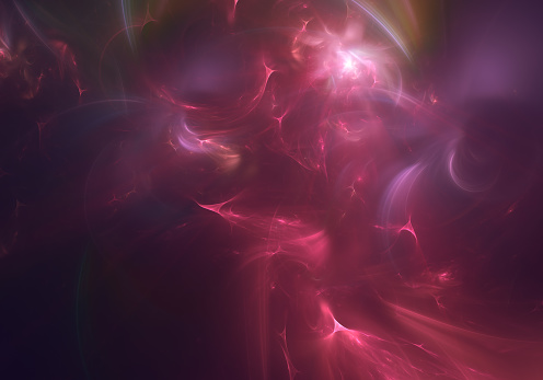 Abstract red fractal art background, which resembles smoke, aurora, gas, plasma, nebula.