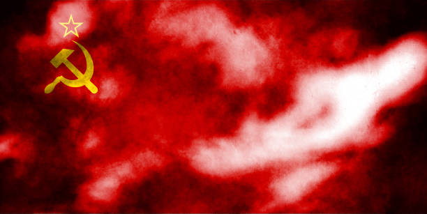 istock USSR flag. Soviet Russia flag mixed repeated exposure. symbol of disintegration 1479634404