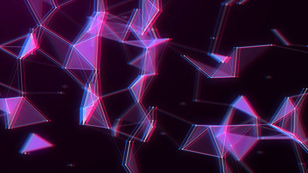 istock Business futuristic backdrop. Network connection glitch structure cyberspace with moving particles. Abstract cyber security background. 3D rendering. 1479634412