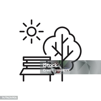 istock Public place with bench to sit 1479634906