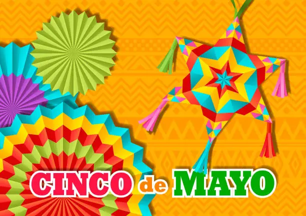 Vector illustration of Cinco De Mayo Star Pinata