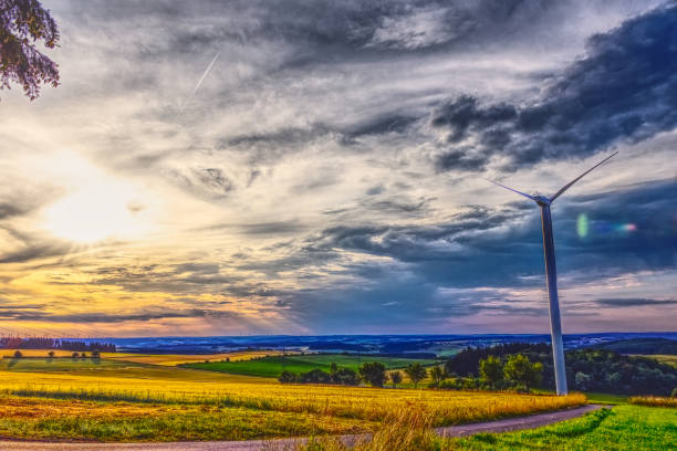 istock beautiful sunset in a deep forest with a wind wheel climate change 1479640080