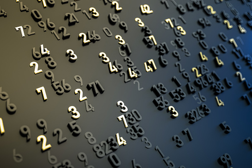 Abstract Digits Floating on Black. 3D Render