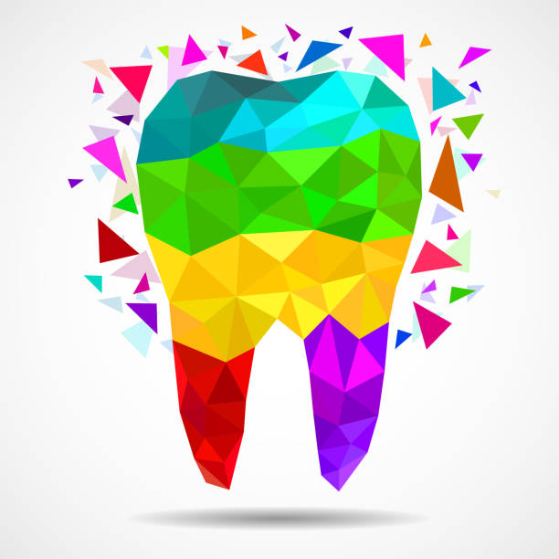 istock Polygonal colorful tooth isolated on white background. Dental and orthodontics medical concept. Low poly style, vector illustration 1479640202