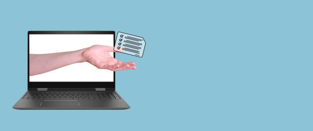 istock The online survey, questionnaire. Abstract collage, modern technology. 1479641500