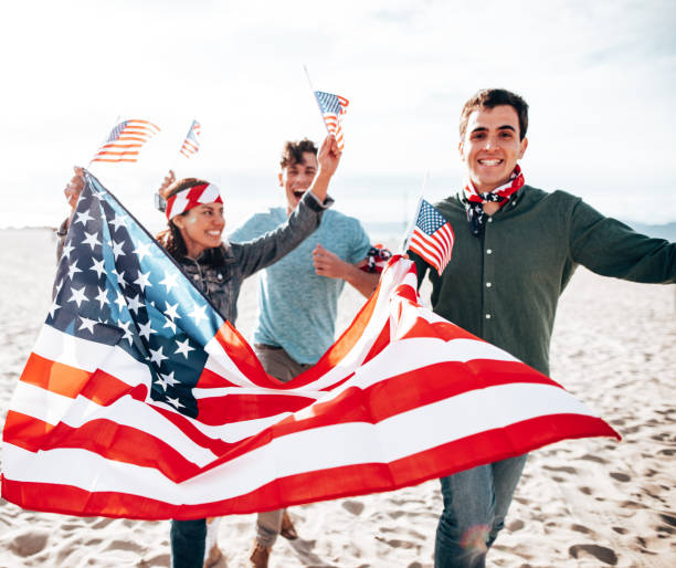 happiness friends all together with us flag