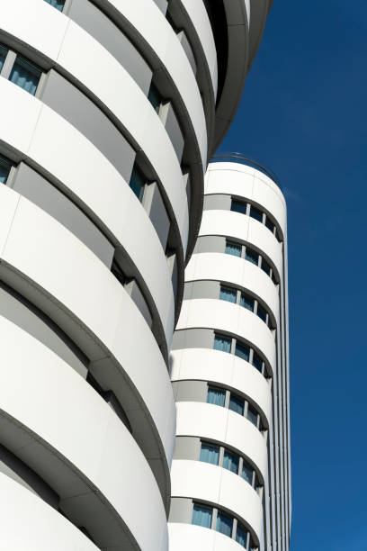 Modern hotel building against blue sky stock photo