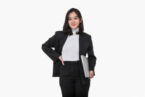 istock Business Asian woman uses computer while standing. 1479647054