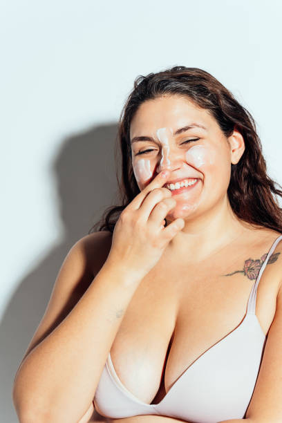 istock Plus size woman posing in studio in lingerie 1479651782
