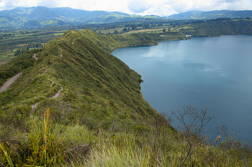 Hiking track at Laguna Cuicocha in the northwest of Otavalo, Ecuador, South America
