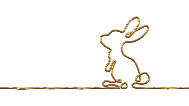 Line drawing of Easter Bunny 3D on isolated background. 3D render.