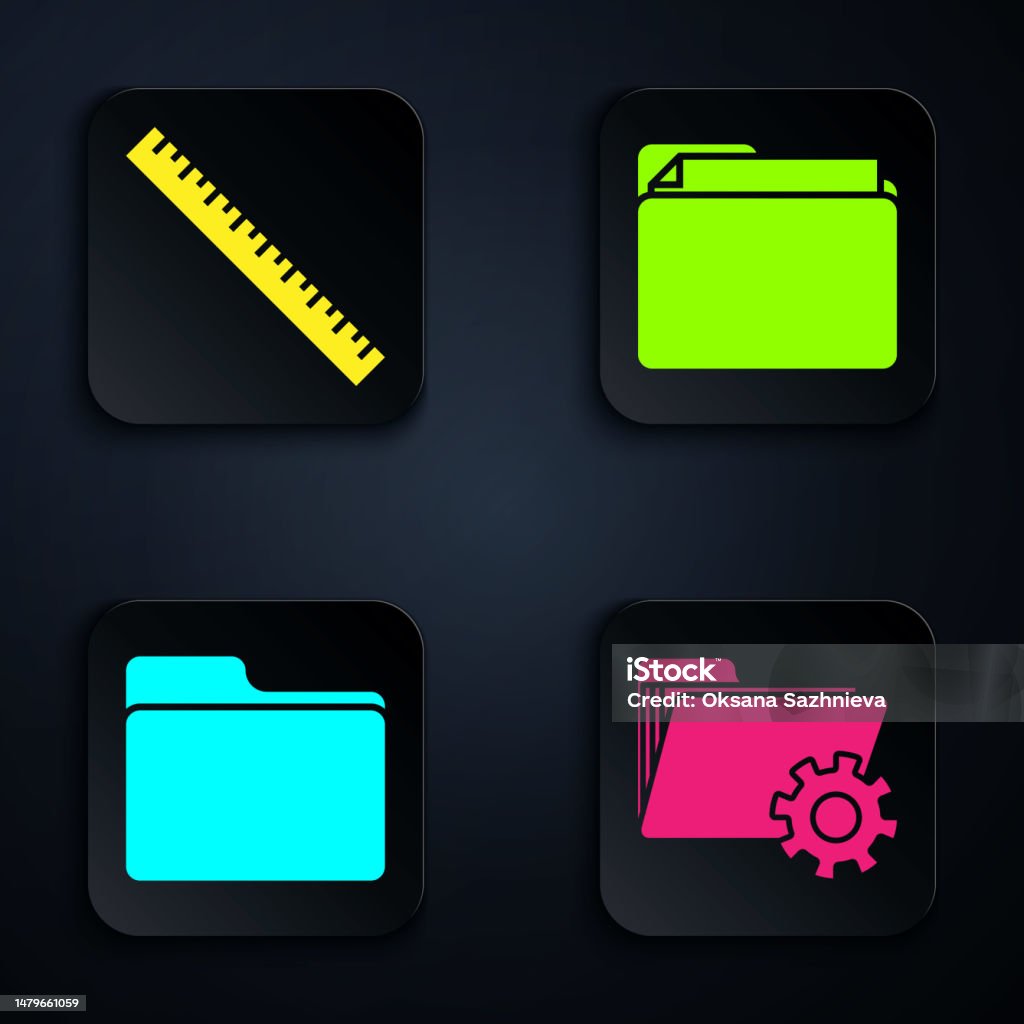 Set Folder Settings With Gears Ruler Document Folder And Document ...