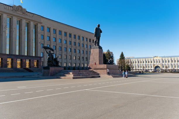 Lenin Square in the city of Stavropol, Russia - April 2, 2023 Lenin Square in the city of Stavropol, Russia - April 2, 2023. stavropol stavropol krai stock pictures, royalty-free photos & images