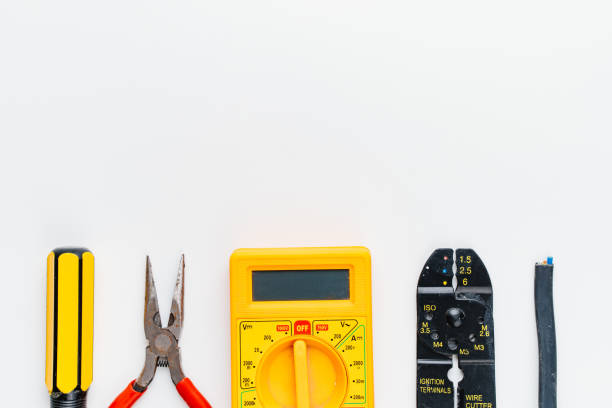 istock Stripper, Pliers, Multimeter, Wire and Screwdriver on a white background 1479664214