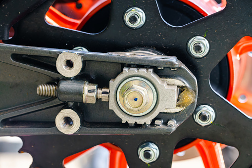Motorcycle brake pedal close-up