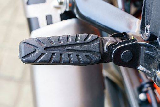 Motorcycle brake pedal close-up