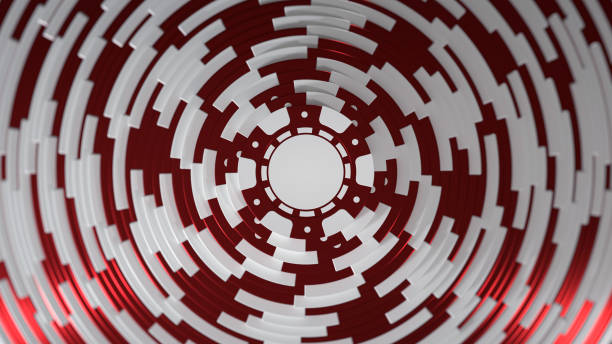 istock Modern White And Red Twisted Layered Poker Chip - 3D Illustration 1479669464