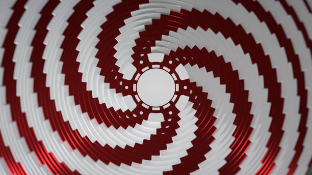istock Modern White And Red Twisted Layered Poker Chip - 3D Illustration 1479669474