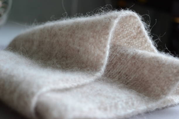 knitted beige soft handmade warm scarf